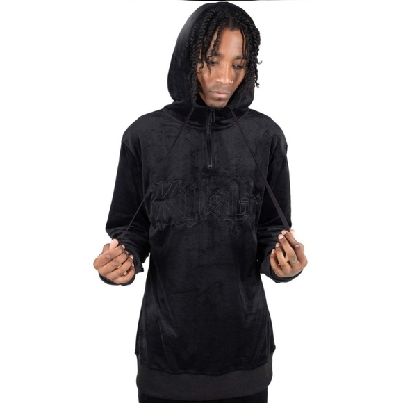 Killstar ✦ Fester Hoodie ✦ Black Velour Oversized Hood Pullover M Unisex NWT - Picture 4 of 7